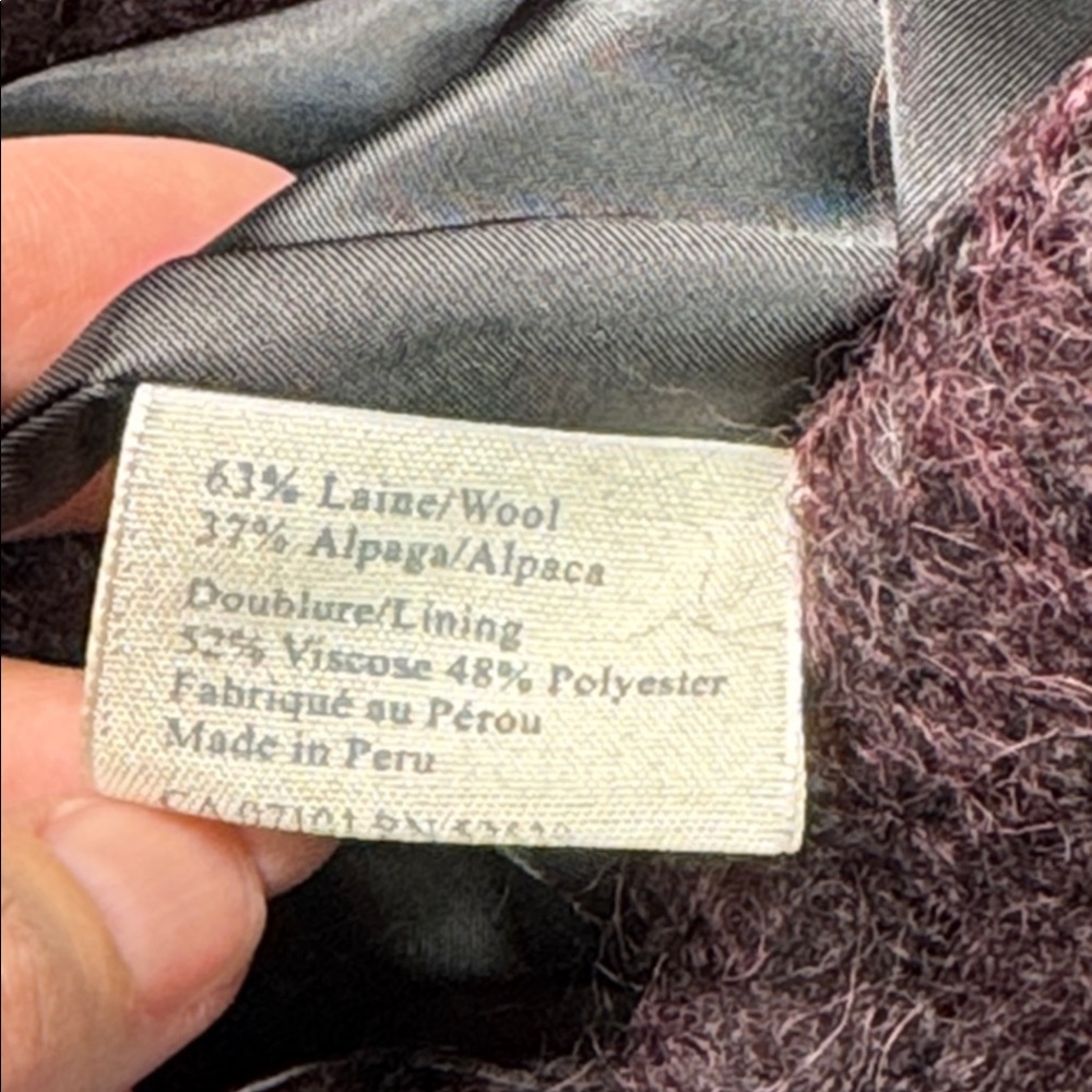 Hilary Radley Alpaca Wool Purple Long Button Peacoat Size 6 - Picture 10 of 11